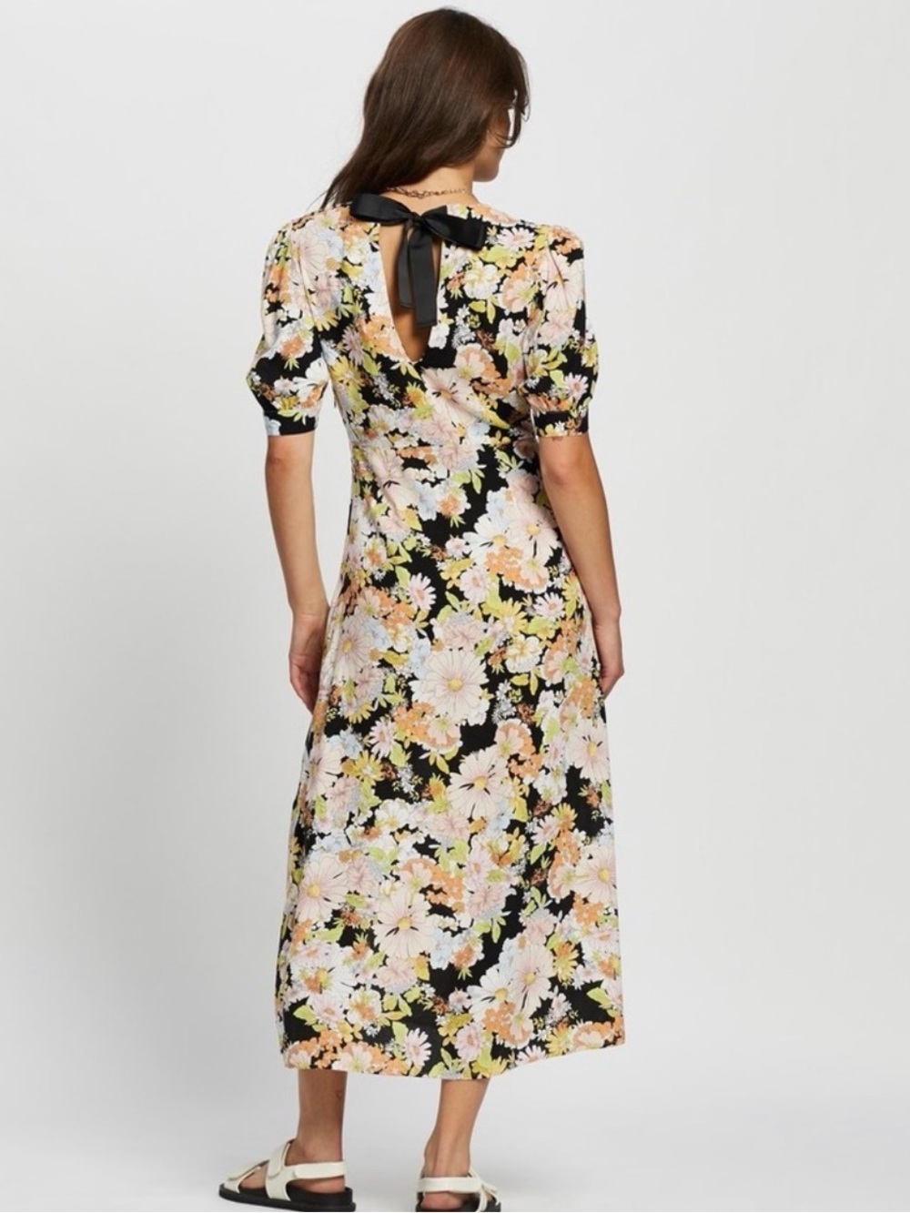 Topshop Floral 70s Midi Dress Size 8 - Picture 2 of 8